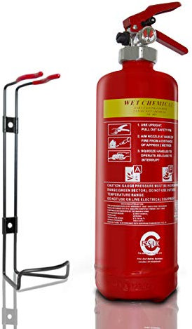 FSS UK Premium 3 Litre Wet Chemical FIRE Extinguisher. Ideal for Commercial Kitchen, Restaurants Pubs Bars Cooking Fires. 3 L LTR Wet Multi Chem 8A 70B 25F