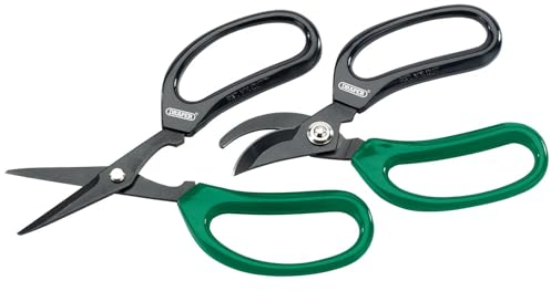 Draper Garden Scissor Set-2 Piece | Soft Grip | 165mm Straight Blade | 143mm Curved Blade | Gardening Hand Tools | Cutter Pruner | Pruning Tool | 18299