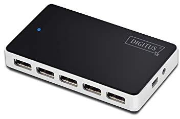 DIGITUS USB-Hub - 10 Ports - High-Speed USB 2.0 - 480 MBit/s - Plug&Play - Anschluss-Kabel 100 cm - Schwarz