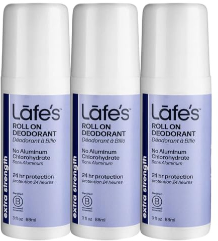 Lafe's Natural Deodorant | 3oz Roll On Aluminum Free Natural Deodorant for Women & Men | Paraben Free & Baking Soda Free with 24-Hour Protection | Extra Strength | 3 Pack