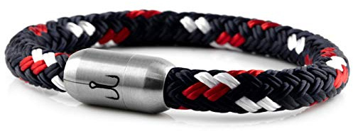 Fischers Fritze Armband Segeltau Makrele marineblau rot weiß - Handgemacht im Geschenkkarton I Maritim & Wasserfest (24)