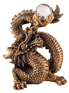 lachineuse Großer chinesischer Drache, 14x10x16cm, Goldfarben