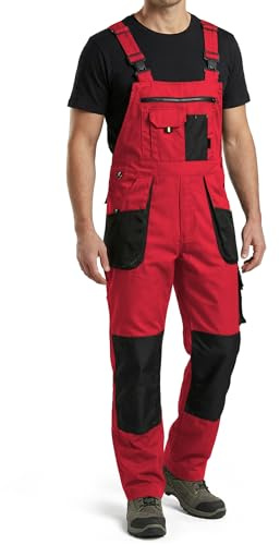 Stenso Kastor Arbeitslatzhose Herren Knieverstärkung Hammerschlaufe | Latzhose Herren mit elastischem Bund verstellbaren Trägern Latztasche Handytasche Hammerschlaufe Cargo und Kniepolstertaschen