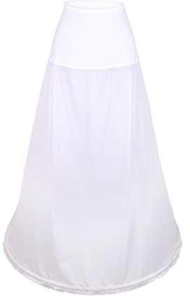 Flora 1-Hoop Spandex Waistband Bridal Wedding Petticoat/One Hoop Prom Underskirt,Medium Full Skirt (XSmall-Medium, WHITE)