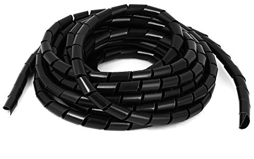 sourcing map 21Ft 6.5m Länge 12mm Durchm Schwarz Flexibel Spiralschlauch Verpackung Kabel Draht Organisator de