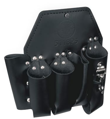 Klein Tools 5118P5 Lineman Tool Pouch, 5-Pocket and Knife Snap, Durable Leather, 10-Inch x 11-Inch