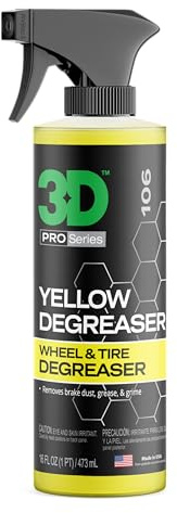 3D Yellow Degreaser – Non-Acid Wheel & Tire Cleaner Spray for Brake Dust, Grime & Tire Dressings – Safe for All Wheels & Whitewalls - 16 oz