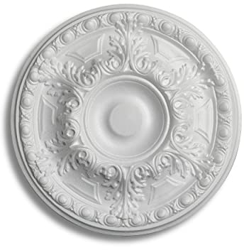 DECOSA Rosette Emilia, weiß, 3 Stück à Ø 48 cm - Stuckrosette aus Styropor - individualisierbare Deckenrosette