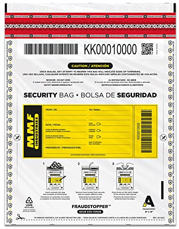 Tamper-Evident Deposit/Cash Bags, Plastic, 9 x 12, White, 100 Bags/Box