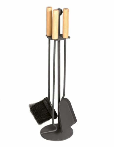 raik 21.02.718.2 Kaminbesteck, 3-teilig, anthrazit, Holzgriffe, 64cm