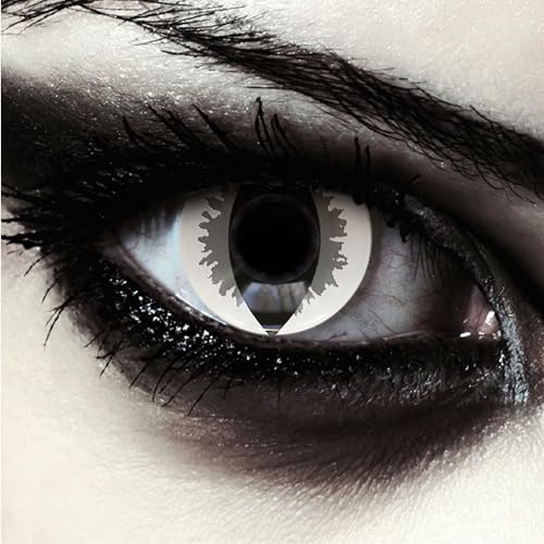 DESIGNLENSES, Farbige grau weiß Katzenaugen Halloween Kostüm Kontaktlinsen, 1 Paar (2 Stück),weiche Drachen Farblinsen ohne Stärke, Grey Dragon