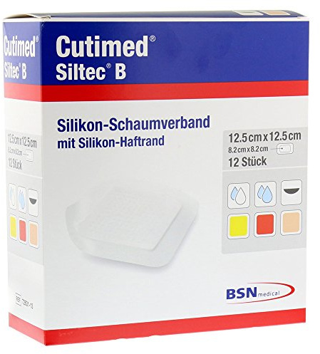 Cutimed Siltec B Schaumverb.12,5x12,5 cm m.Haftr.