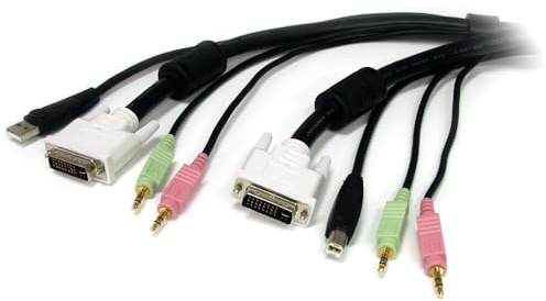 StarTech.com 1,8m 4-in-1 USB DVI KVM Kabel mit Audio und Mikrofon - USB DVI KVM Switch Kabel mit Audio | Vier Kabel in einem, bis 2560x1600 Dual-Link DVI, DVI-I, USB 2.0, KVM-Switch