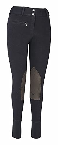 TuffRider Women's Cotton Lowrise Wide Waistband Breeches (Regular), Black, 30