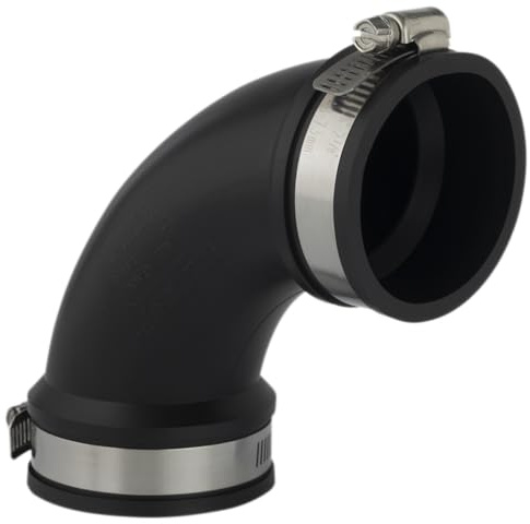 AquaForte PVC Elastomer, flexibler Bogen, 90 Grad, Ø 50 mm (Klemmbereich 50-44 mm), enorm flexibel!, schwarz