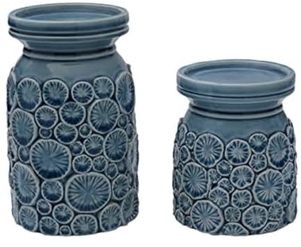 Fitz & Floyd Fitz and Floyd Coastal Home Seashell Pillar Candleholder, Aqua