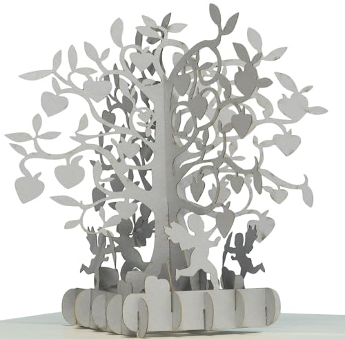 LINPOPUP®, LIN17164, Pop Up 3D Karte Liebe Hochzeit, Hochzeitseinladung, Hochzeitskarte Silberhochzeit, silbener Baum, N86