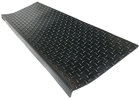 Rubber-Cal Diamond-Plate Non-Slip Rubber Tread Stair Mats (6 Pack), Black, 9.75 X 29.75