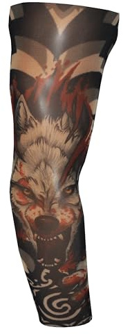 Fake Tattoo Sleeve Adults Halloween Wearable Arm Cover Prank Temporary Body Art Fancy Dress Costume Blood Wolf (T76)