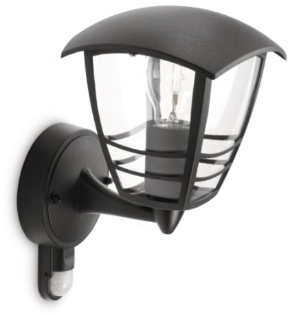 Philips LED Lampada da Parete Creek per Esterno, Lanterna Up con Sensore, Alluminio Nero