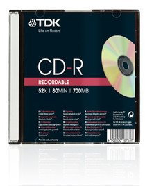 TDK 1 Tdk Jewel Case CD-R Recordable Disc 52X Speed 80 Min/700 MB