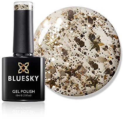 Bluesky Gel Nail Polish, Gold Melody Sp18, Bright, Glitter, Gold, Transparent 10 ml (Requires Curing Under UV LED Lamp)