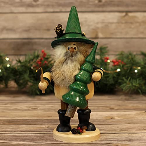 Drechselwerkstatt Uhlig Räuchermännchen Waldwichtel Baummauser, frün - 25cm - Original Erzgebirge Räuchermann