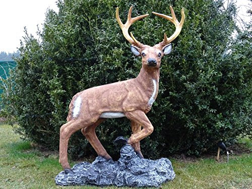 XXL Hirsch AUF FELSEN~Rehbock Deluxe Gartendeko~Garten Dekoration~WILD DEKO~Wow