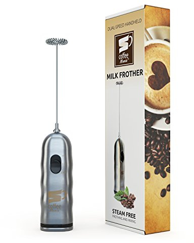 Inskin CoffeeMania Handheld Milk Frother, Stainless Steel Dual Speed Steamless Whisk for Latte, Cappuccino, Matcha, Hot Chocolate and more