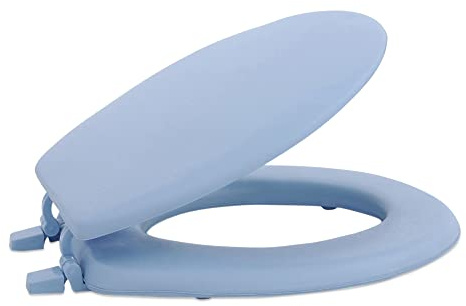 Soft Standard Vinyl Toilet Seat, Light Blue - 17 Inch Soft Vinyl Cover with Comfort Foam Cushioning - Fits All Standard Size Fixtures - Easy to Install Fantasia by Achim Home Decor