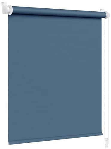 Victoria M. Klemmfix Verdunkelungsrollo ohne Bohren Rollo Seitenzugrollo Verdunkelung für Fenster und Türen, 90 x 230 cm, Dunkelblau