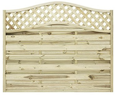 Alzira Premium Decorative Fence Panel with Wave Lattice Top - Hit & Miss design - 6'x5' / 1.80m Wide x 1.50m Height (Pack of 3 panels)