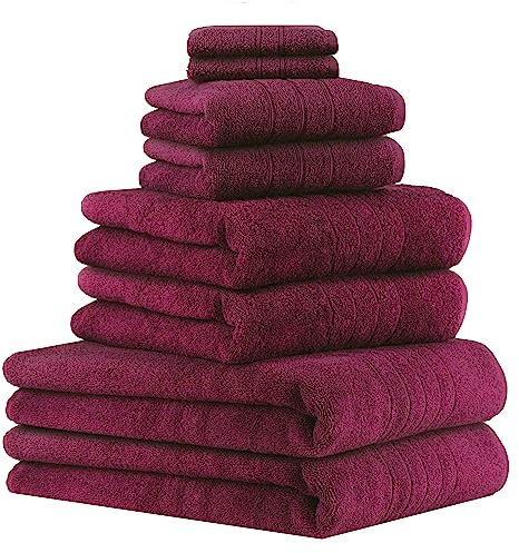 Betz 8er Set Handtücher Handtuch Deluxe 100% Baumwolle 2 Badetücher 2 Duschtücher 2 Handtücher 2 Seiftücher Farbe Pflaume