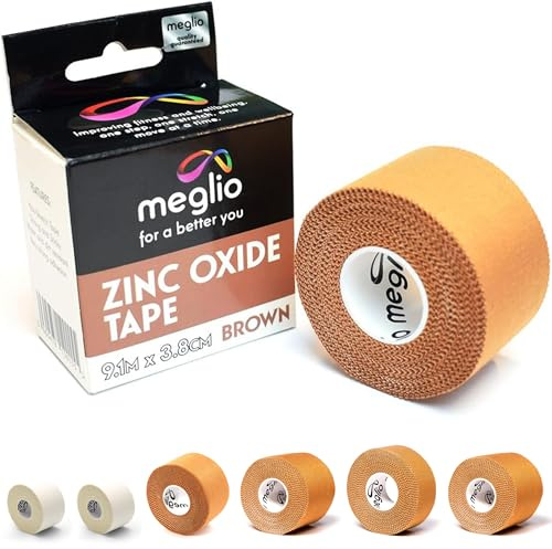 Meglio Zinc Oxide Tape, 3.8cm x 10m, Brown, Rigid Sports Strapping