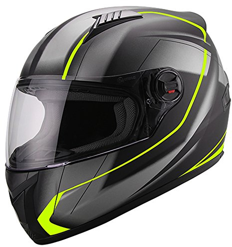 Integralhelm Helm Motorradhelm RALLOX 69-G neon gelb grün schwarz matt Größe L mit Sonnenvisier