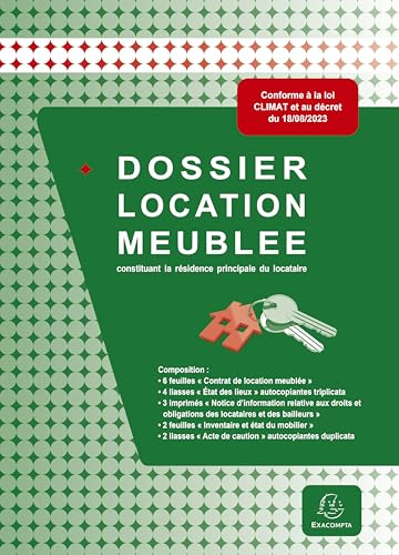 Exacompta - Réf. 49E - Dossier location meublée - résidence principale du locataire- Ce dossier complet regroupe tous les documents obligatoires pour louer un logement en toute sérénité.