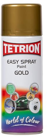 Tetrion Gold Spray Paint 400ml - Quick-dry for Wood, Metal, Ceramic & Plastic - Durable Finish, DIY Projects