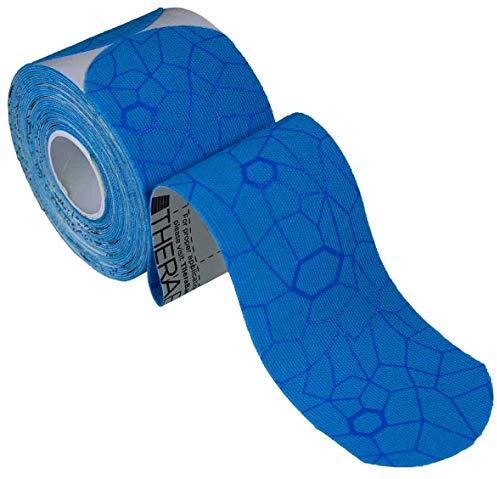 THERABAND Kinesiology Tape, Blue/Blue, 1 Roll, with XactStretch Indicators, Long-Lasting Athletic Tape for Shoulder, Back & Knee, Latex-Free & Water Resistant for Men and Women, Pre-Cut