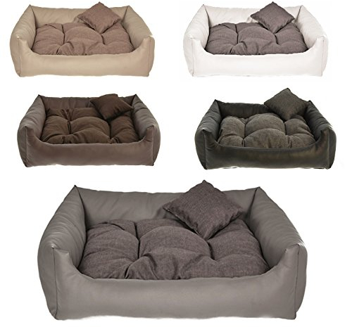 Hundebett Kunst Leder Hundekissen Hundesofa Katzenbett Hundekorb M L XL XXL XXXL (XXL (110x90 cm), Grau)