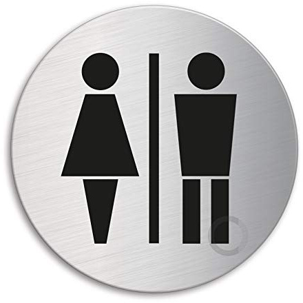 Cartello - Toilette Donne Uomini | Targhette Targa Acciaio Inox Ø 100 mm autoadesivo | No.7704