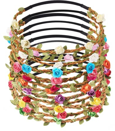 Candygirl 12 Stücke Blumen Girlande Stirnbänder Kranz Hochzeit Blumen Krone Bohemia Style Haarbänder für Frauen/Mädchen Fest/Hochzeit/Strand/Partei