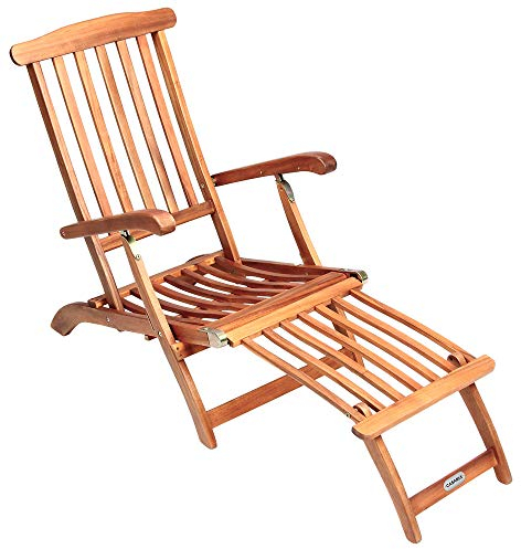 Casaria® Chaise Longue Queen Mary Pliable Bois d'acacia avec Repose-Pieds transat de Jardin intérieur extérieur Balcon