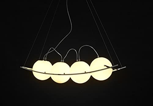 Casa Padrino Designer Pendelleuchte aus getöntem Glas, Weiss/Silber, Leuchte Lampe