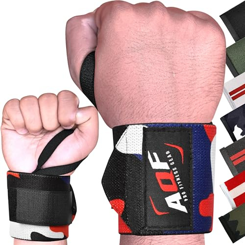 AQF Handgelenk Bandagen 13, IPL & USPA-zugelassen Wrist Wraps (Paar) | Verstellbare Kompression mit Verstärkter Daumenschlaufe und Robustem Schluss