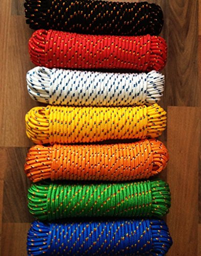Festmacherleine 4 - 16 mm, Festmacher, Rope, Seil, Band, Seile, Polypropylen Seil, Polypropylenseil, Bootsleine,Ankerleine,Festmacher,Allzweckseil, Segeltauwerk, Mehrzweckseil, Bootstau, Strick, Ersatzseil, Reparaturseil, Schot, Kordel,Spannseil,Rope,Expanderseil (Weiß mit blauer Markierung, 10 mm)