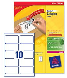 Avery L7173-100 BlockOut Versandetiketten (10 Stück pro Blatt, 99,1 x 57 mm), für Laserdrucker, papierstaufrei, 1000 Etiketten