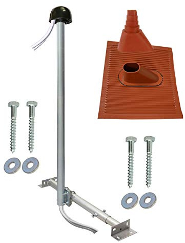 SkyRevolt SAT TV Aufdachsparrenhalter Sparrenabstand 61-105cm Mast 120cm Dachsparren-Halterung für Satellitenschüssel | Aufdach Montageset Mastkappe