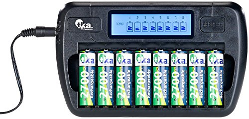 tka Köbele Akkutechnik Akku Ladestation: Ladegerät für 8 AA(A)-Akkus, LCD-Display und Einzelschacht-Überwachung (Accu Ladegerät, Lader)