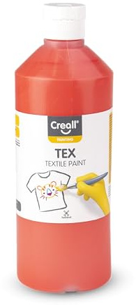 Creall Textil- & Stoffmalfarbe | Orange 500 ml | Waschmaschinenfest nach Fixierung | Für T-Shirts, Jeans, Schuhe, Stofftaschen, Möbel & Autoinnenraum/Dachhimmel