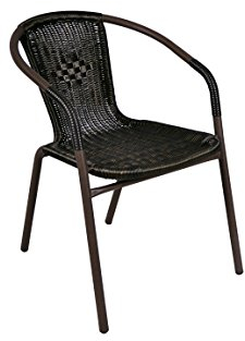 NEXOS Bistrostuhl Montpellier aus Poly-Rattan mit Stahlgestell – Farbe: Dunkel-Braun